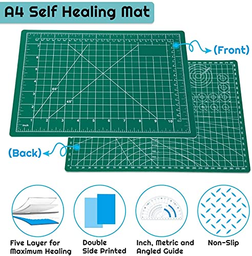 Image of ArtBee A4 Cutting Mat Double Sided 5-Ply Craft Cutting Board for Sewing Crafts Hobby Fabric Precision Scrapbooking Project 9 inch x 12 inch