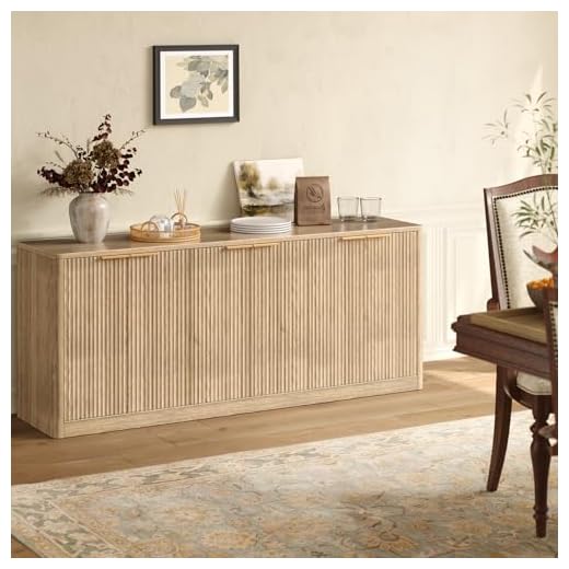 67" Oak Fluted TV Stand for Modern Living