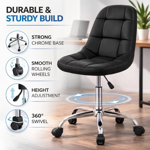 Image of Modern Egg Shape Bar Stool with 360 Swivel | Height Adjustable Bar Chair | Counter Stool & High Chairs | Comfortable for Home, Office, Restaurant Bar, Cafe & Cash Counter - (Black)