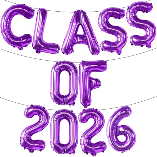 Image of KatchOn, Purple Class of 2026 Balloons - 16 Inch | Graduation Balloons Banners for Class of 2026 Decorations | Purple Graduation Decorations 2026, Grad Party Decor | Graduation Party Supplies