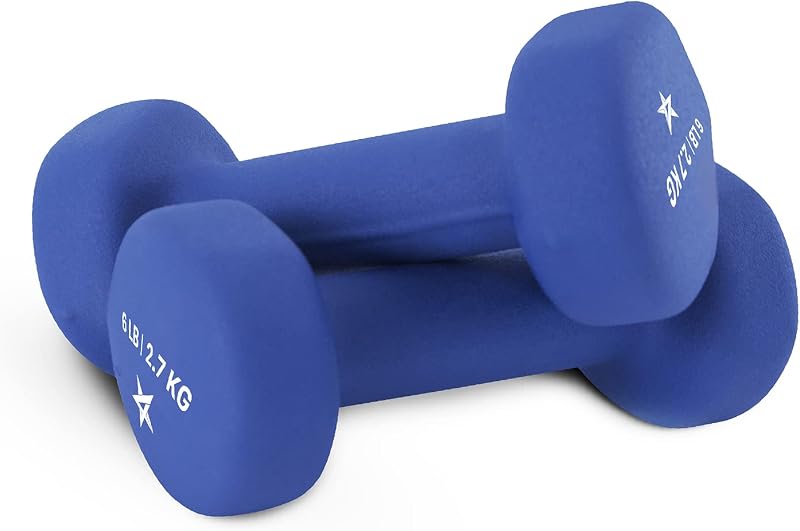 Neoprene Coated Dumbbell Hand Weight Sets of 2 - Multiple Weight Options with 15 Colors, Anti-roll, Anti-Slip, Hexagon Shape