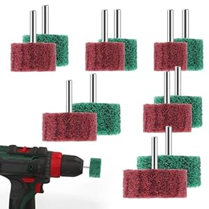 12 Stück Schleifscheiben, Fächerschleifer Lamellenschleifer Schleifmop Set 20/25/30/40/50/60mm Schleifvlies Polierscheibe für Metall Holz (6 mm)