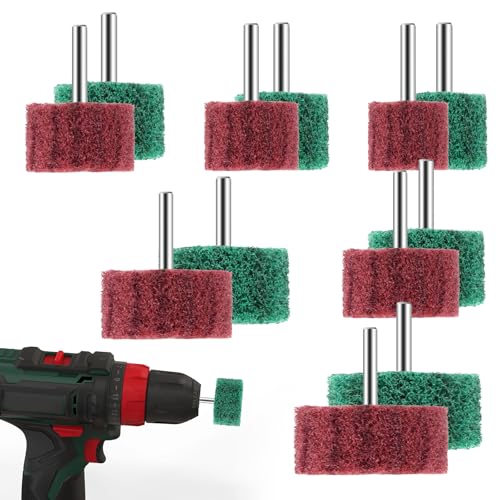 12 Stück Schleifscheiben, Fächerschleifer Lamellenschleifer Schleifmop Set 20/25/30/40/50/60mm Schleifvlies Polierscheibe für Metall Holz (6 mm)