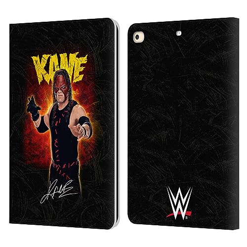 Head Case Designs Officially Licensed WWE LED Image Kane Leather Book Wallet Case Cover Compatible with Apple iPad 9.7 2017 / iPad 9.7 2018