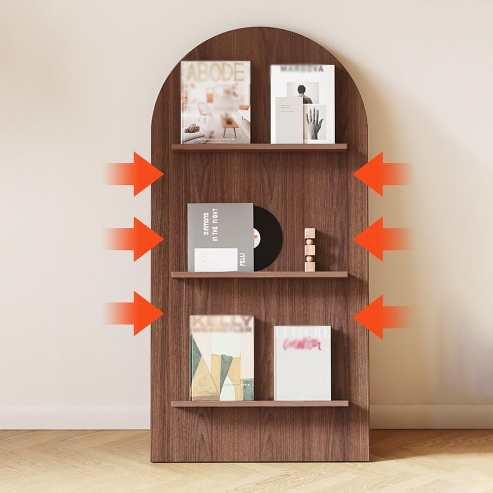 Magazine Stand Newspaper Display Rack Floor Bookshelf Magazine Rack Wall Brochure Storage Information Display Rack Literature Display Stand(Walnut)