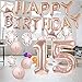 15th Birthday Decorations Party Supplies,15th Birthday Balloons Rose Gold,Number 15 Mylar Balloon,Latex Balloon Decoration,Sweet 15th Birthday for Photo Props