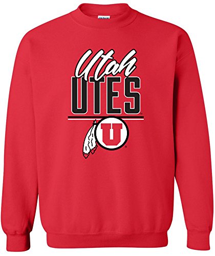 NCAA Utah Utes Adult NCAA Script Crewneck Sweatshirt,XX-Large,Red