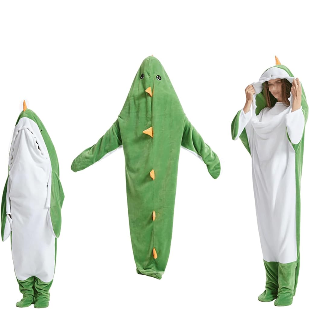 NALsa Manta con Capucha Manta de Franela Suave y acogedora | Saco de Dormir de Animales, Manta vestible de Dinosaurio, Regalos de Dinosaurios