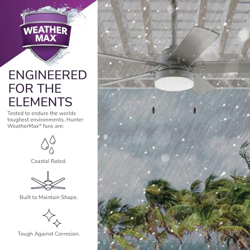 Image of Hunter Sea Point, Outdoor or Indoor, Ceiling Fan, 52 inch, Matte Silver