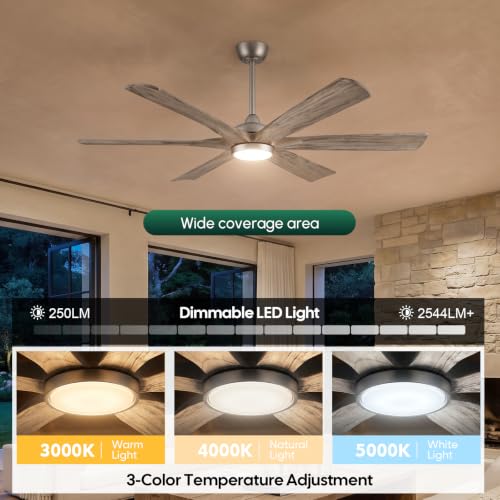 72 Inch Smart Ceiling Fan with Light,6 Barn Solid Wood Blades,Large Airflow - image 5