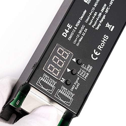 Novabright RG24500 4CH D4-E 32A DMX Decoder PWM Flicker Free Smooth Dimming Constant Voltage 12V-36V Digital Display 2000Hz for RGBW LED Lights 8A/CH
