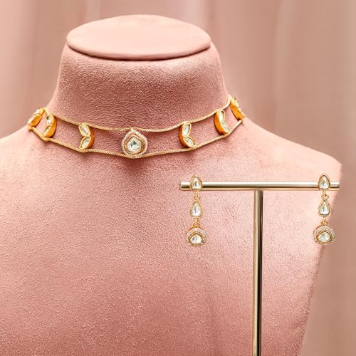 Image of Rubans Choker Necklace Set Kundan Traditional Stylish Jewellery Gift for Women & Girls