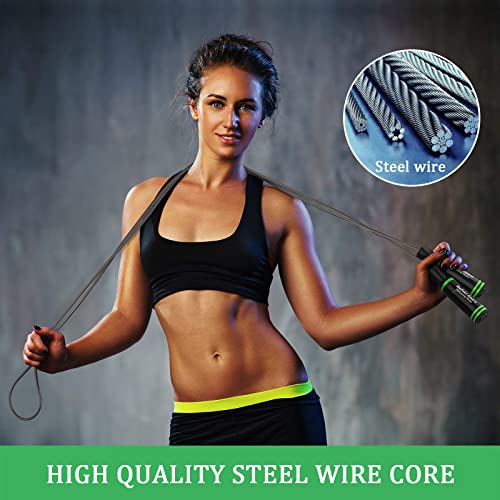 Foto von Springseil Befekt Gears Jump Skipping Rope Verstellbar Kugellager aus Stahl, weicher Griff und verstellbares Kabel für Fitness, Boxen, Double Unders, Crossfit, Gym für Kinder & Erwachsene