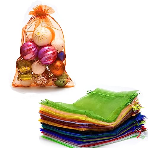 FOCCIUP 25 PCS 8x12 Inches Organza Bags With Drawstring Candy Bags Mesh Pouches for Party Wedding Presents Gift