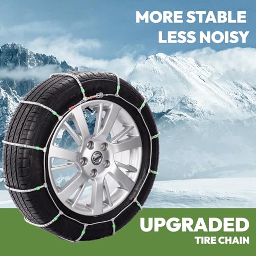 Snow Chains for Car and SUV,Cable Tire Chain,Compatible with Tire Width 195 205 215 225 235 235 MM - Set of 2 - Image 3