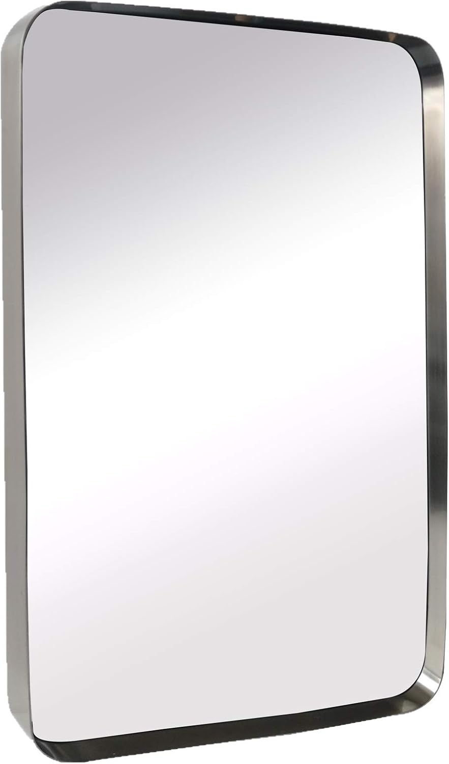 TEHOME 20x30 Brushed Nickel Bathroom Mirror Rounded Rectangle Brushed Silver Vanity Mirror in Stainless Steel