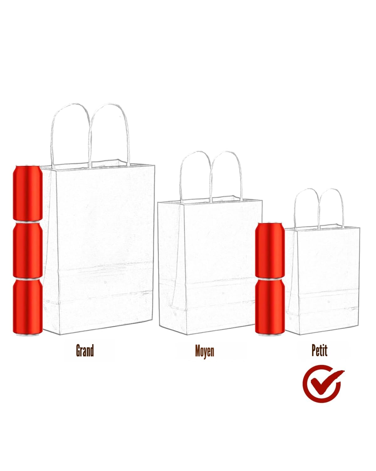 Gcardist 200 sacs-cadeaux marron avec poignées en vrac 21 x 15 x 8 cm (8,3" x 6" x 3,15"), petite taille, en papier kraft, plusieurs utilisations (21 x 15 x 8 cm, petite taille)