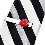 Red Rose Flower Tie Clip