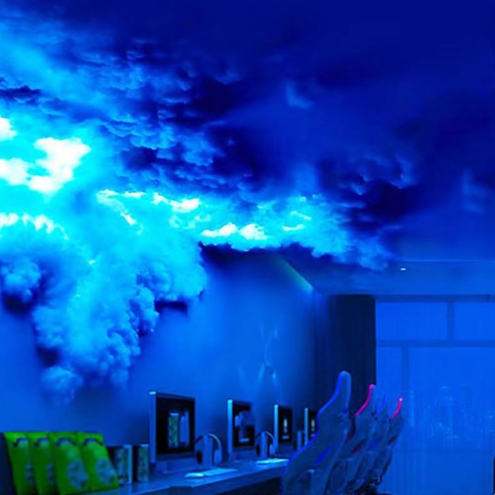 3D Thunder Cloud LED Light for Christmas & Halloween Decor - Fluffy Ceiling Cloud Night Lamp with RGB Lightning Effect