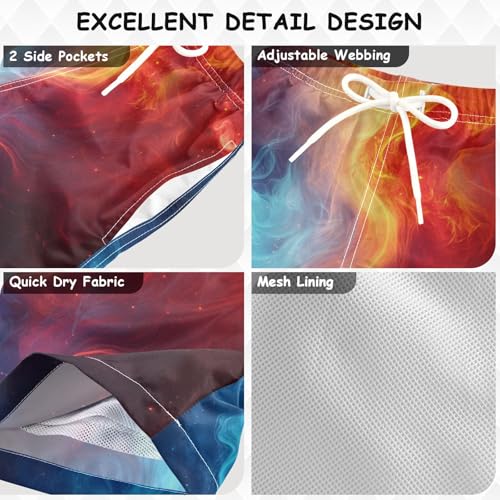 Pigsaly Boys Swim Trunks Flame Fire Sparkle Red Boys Board Shorts Swimsuit Swimwear Summer Bathing Suit XS3