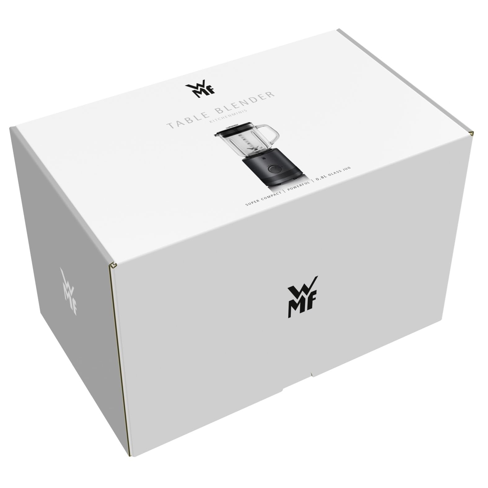 WMF Kitchenminis - Batidora vaso 0,8 l de 400 vatios, batidora de acero inoxidable Cromargan, licuadora pequeña con jarra de vidrio, 5 velocidades, función de pulso, perfecta para 1-2 porciones