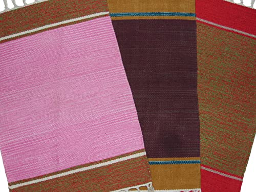 Image of MDZ Hand Woven Cotton Modern Assorted Border Rug | Size: 16 inchx24 inch Inch or 40x60 cm | Color: Assorted Multi | Machine Washable | Eco Friendly | Multi Uses (Combo of 3 Pcs.)