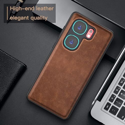 Image of Kapa Tux Leather Back Cover for IQOO Neo 9 Pro | Slim Shockproof Camera Protection Bumper Case (Brown)