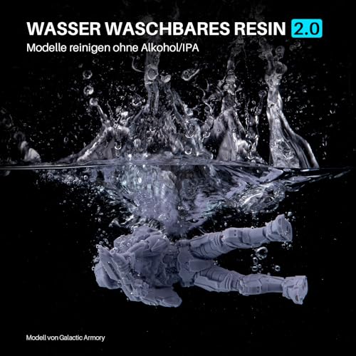 ELEGOO Resin Wasser Abwaschbar 2.0 2000g Gelb, Geringe Schrumpfung und Hohe Haltbarkeit 395-405 nm Schnelles Aushärten 3D Drucker Water Washable Resin für MSLA/LCD/DLP Resin 3D Drucker – Bild 3