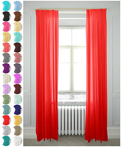 Megachest gathering tape voile curtain(red, W 56" x L 90" (2 Panels)