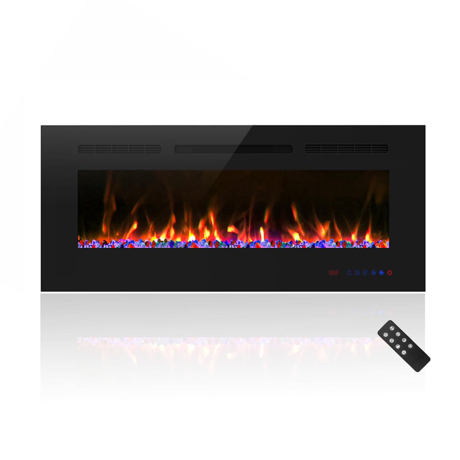 Cheerway 42 inch Electric Fireplace with Heater, Wall Mounted & Recessed Electric Fireplace Insert, Linear Wall Fireplace w/Thermostat, 13×13 Flame Color, Remote & Touch Control w/Timer, 750W/1500W