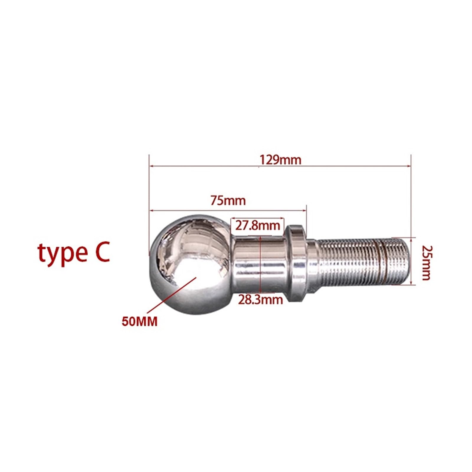 Anhängerkupplung, Spezielle Verlängerte Chrom-Anhängerkupplung, Kugelkopf, 50 Mm, 2 Zoll Schaftdurchmesser, Kupplung, Anhängerteile, Wohnmobil, Wohnwagen, Zubehör für LKW(Set 3)