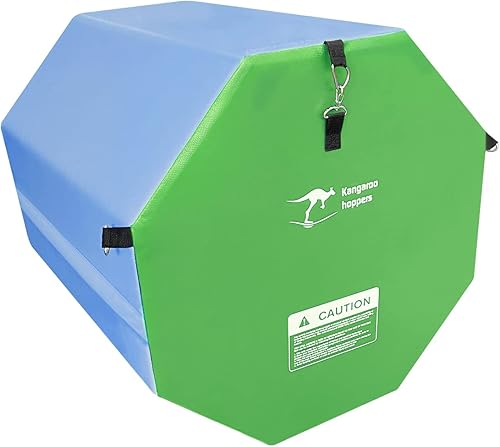Kangaroo Hoppers Colchoneta octágono de gimnasia de 24 x 26 pulgadas  20 x 24 pulgadas con asas de transporte, entrenador de flexión de espalda de