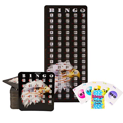MR CHIPS Jam-Proof Bingo Cards with Sliding Windows, 10 Stars & Stripes Bingo Cards, 75 Bingo Calling Cards, 1 Bingo Master Board