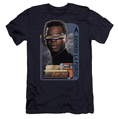 Star Trek Geordi Laforge Unisex Adult Canvas Brand T Shirt for Men and Women, X-Large Navy