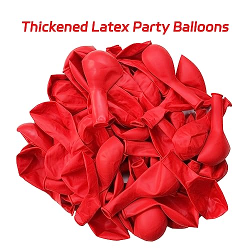 Image of ASIYUHY Red Balloons 12 Inch 100 Pack Thicken Latex Red Balloon with 2 Rolls of Ribbon Round Helium Balloons for Christmas Valentine Birthday Wedding Baby Shower Party Decorations