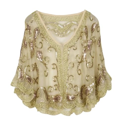 Poncho haussement d'épaules fête cape paillettes femme