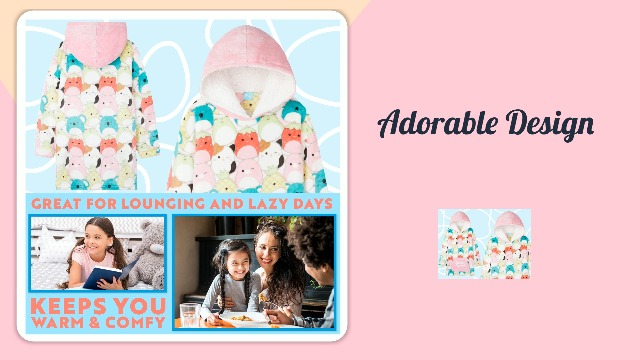 Squishmallows Felpa Con Cappuccio A Coperta Personaggio Donna 90 X 90 Cm Coperta 54939115