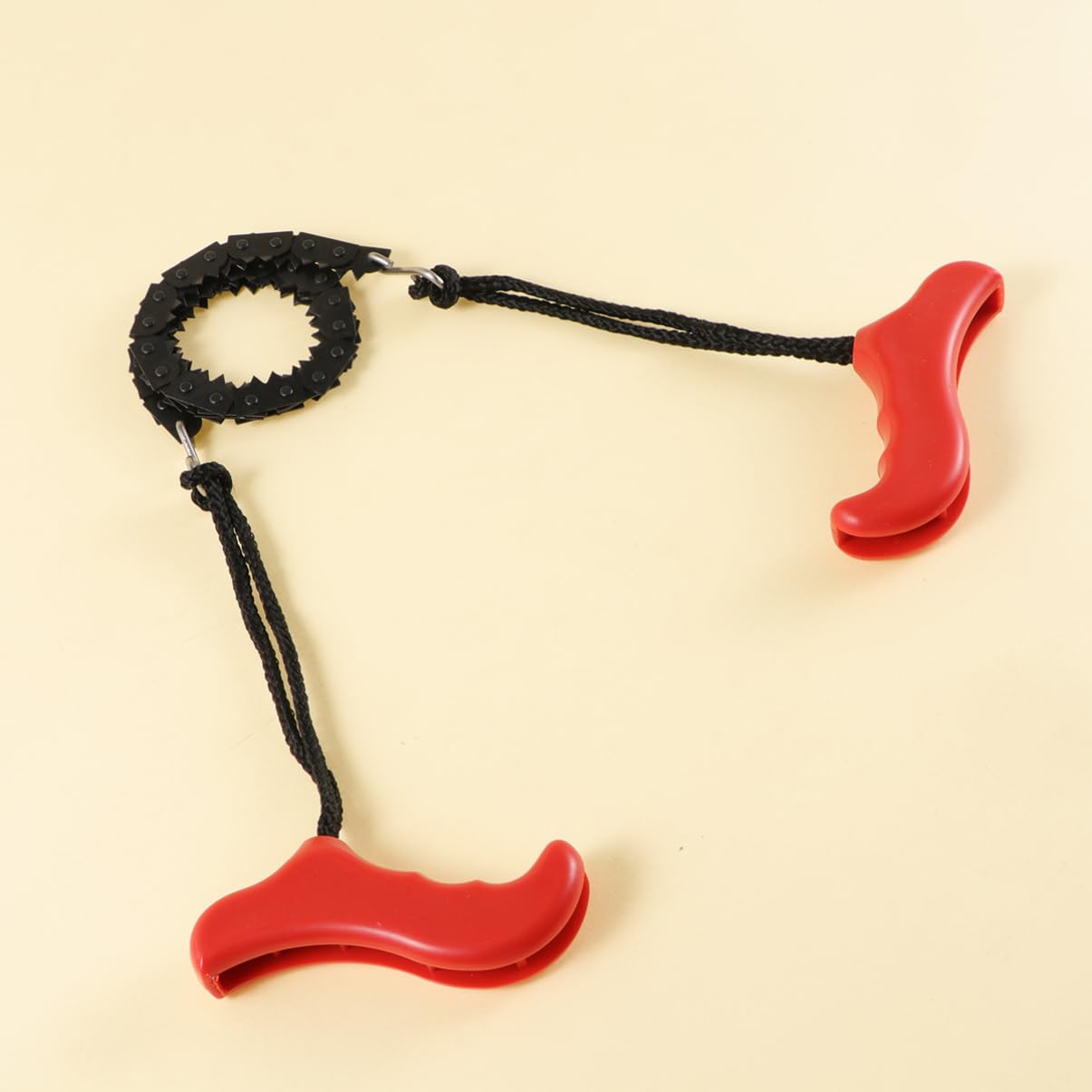 Kisangel Pocket Saw Chainsaw Portable Garden Logging Chain with Red Handle for Camping Survival