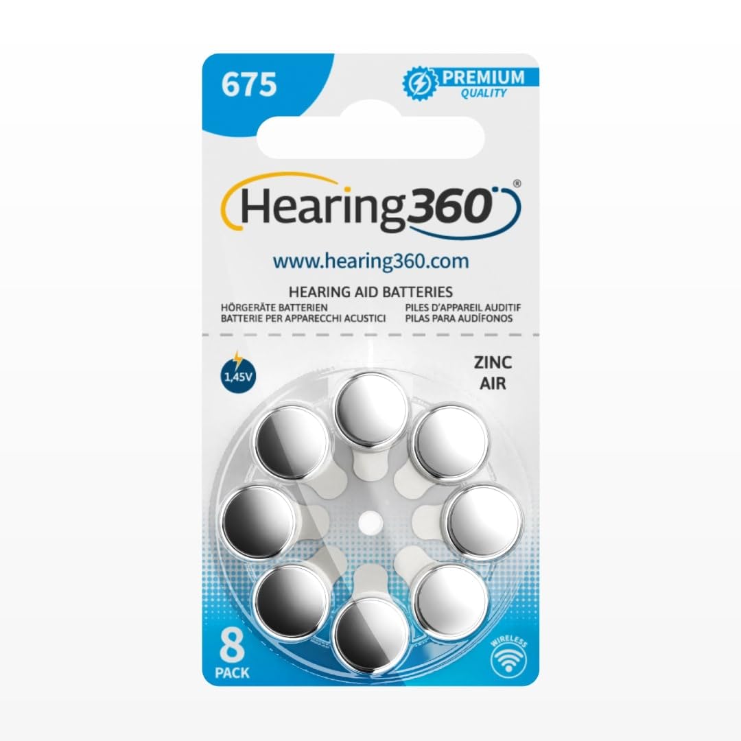 120 pilas para audífonos tamaño 675 calidad premium, duración extra, compatibles con todos los modelos, sin mercurio (15 blísteres de 8 pilas)