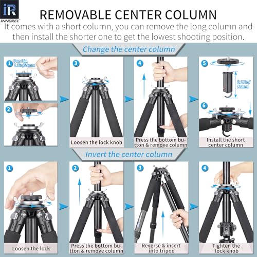 Image of Innorel Carbon Fiber Tripod- Gt324C Professional Compact Tripod For Dslr Camera Heavy Duty Stand With Low Gravity Center Ball Head Special-Shaped Center Column Max Load 55Lbs 25Kg