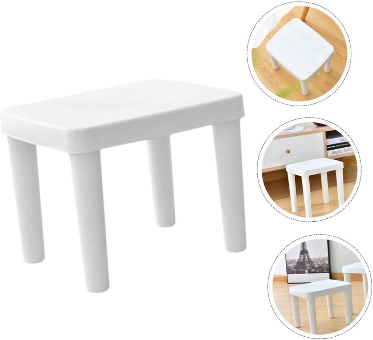 Japanese Style Step Stools Kitchen Step Stool Potty Training Step Stool Garden Step Stool Kid Step Stool Footstool Room Stool Household Plastic Round Stool White Child, 27x27cm