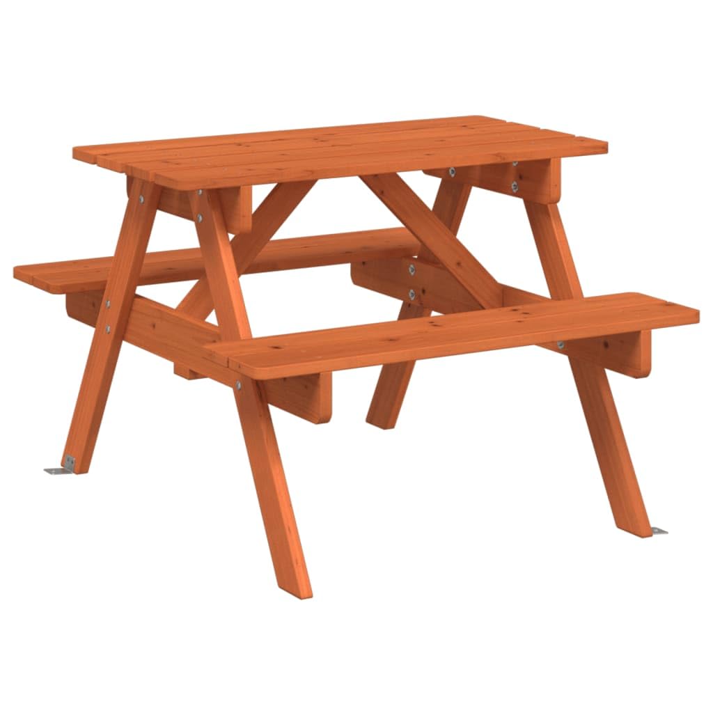 Tavolo da picnic per 4 bambini con ombrellone in legno di abete massiccio, tavolo da giardino, terrazza, balcone, resistente alle intemperie, stabile, ideale per picnic all'aperto e campeggio