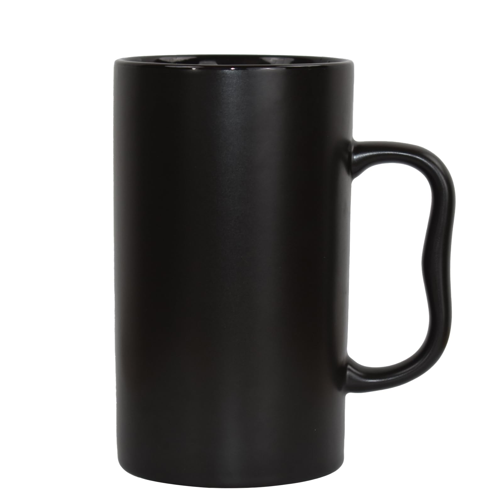 20 oz Large Coffee Mug, 600 ml Oversized Plain Tall Ceramic Big Beer Cups with M Handle for Dad Men and Women, Matte Black