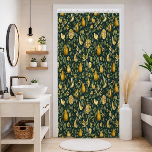 Rideau de douche imperméable vert été 91x183 motif fleur citron - 4