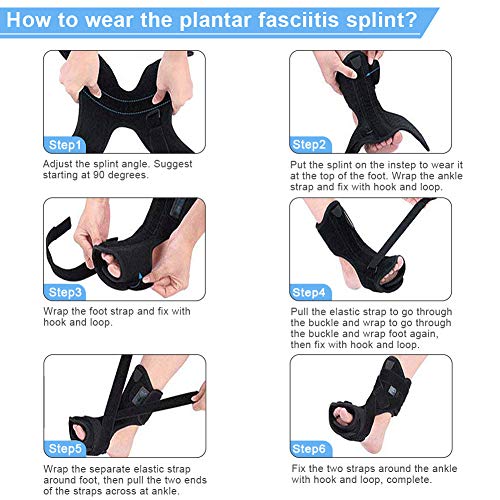 Plantar Fasciitis Night Splint Compression Socks Massage Ball Kit, Plantar Fasciitis Support Brace, Orthotic Foot Drop Brace Day for Men and Women, Stretching Straps for Pain Relief Achilles Heel Spur
