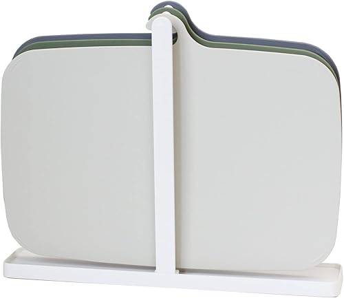 Juego de tablas de cortar codificadas por colores para cocina, juego de 3 tablas de cortar con colgador de soporte, lavable en lavavajillas, bandeja