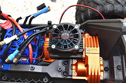 GPM for Traxxas 1/10 Maxx 4WD Monster Truck Upgrade Parts Aluminum Motor Heatsink with Cooling Fan - 1 Set Orange