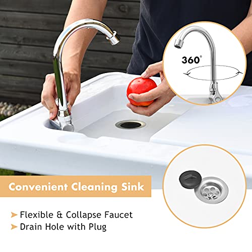 Goplus Folding Fish Cleaning Table Mesa Plegable de Limpieza para Pescado con Fregadero y Rociador, Mesa Pesada para Filetear con Conexión de Manguera y Grifo, Estación Portátil para Camping al Aire Libre miniatura 6