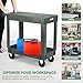DNA MOTORING 2-Shelf Rolling Utility Cart, 34-1/2x17-1/2x33 Inches, Flat Top 2 Tier Service Carts with Wheels & Storage Handle for Warehouse Garage Hotel School, TOOLS-00570