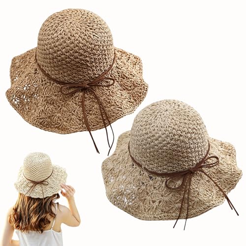 Chapeau de plage souple anti-déformation paille bohème pour femme